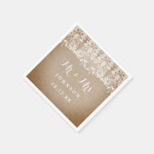 Rustic Burlap Lace Wedding Paper Napkins Serviette (Ecke)