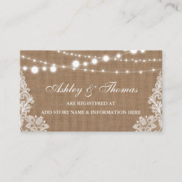 Rustic Burlap Lace Wedding Registry Insert Card