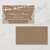 Rustic Burlap Lace Wedding Registry Insert Card (Vorne/Hinten)