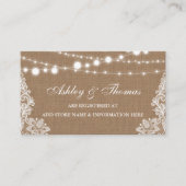 Rustic Burlap Lace Wedding Registry Insert Card (Vorderseite)
