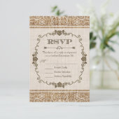 Rustic Burlap Lace Wedding RSVP Karte (Stehend Vorderseite)