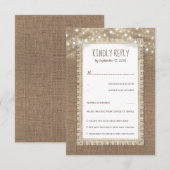Rustic Burlap Lace Wedding RSVP Karte (Vorne/Hinten)