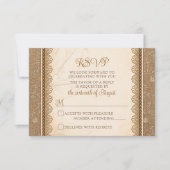 Rustic Burlap Lace Wedding RSVP Karte (Vorderseite)