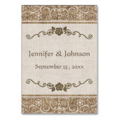 Rustic Burlap Lace - Wedding Tischnummer Card (Rückseite)