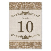 Rustic Burlap Lace - Wedding Tischnummer Card (Vorderseite)