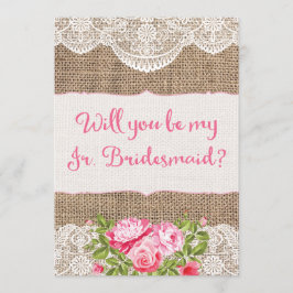 Rustic Burlap Lace Werden Sie mein Jr Bridesmaid Einladung
