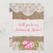 Rustic Burlap Lace Werden Sie meine Ehrenmatrone s Einladung (Vorne/Hinten)