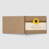 Rustic Burlap Lace Wood Sunflower Wedding Gästebuch (Voll)