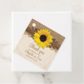 Rustic Burlap Lace Wood Sunflower Wedding Geschenkanhänger (Beispiel)