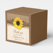 Rustic Burlap Lace Wood Sunflower Wedding Geschenkschachtel (Rückseite)