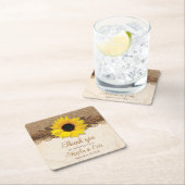 Rustic Burlap Lace Wood Sunflower Wedding Rechteckiger Pappuntersetzer (Vor Ort)