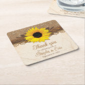 Rustic Burlap Lace Wood Sunflower Wedding Rechteckiger Pappuntersetzer (angewinkelt)