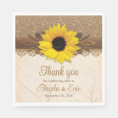 Rustic Burlap Lace Wood Sunflower Wedding Serviette (Vorderseite)