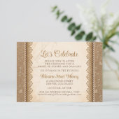 Rustic Burlap LaceWedding Empfang Website Begleitkarte (Stehend Vorderseite)