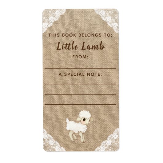 Rustic Burlap Lamb Baby Shower Book Plate (Vorne)