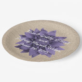 Rustic Burlap Lavender Blume Wedding Pappteller (Schrägansicht)