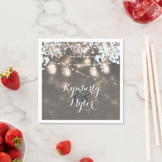 Rustic Burlap Lights Mason Jars Wedding Serviette (Beispiel)