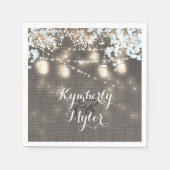 Rustic Burlap Lights Mason Jars Wedding Serviette (Vorderseite)