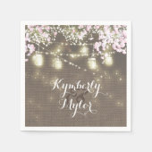 Rustic Burlap Lights Mason Jars Wedding Serviette (Vorderseite)