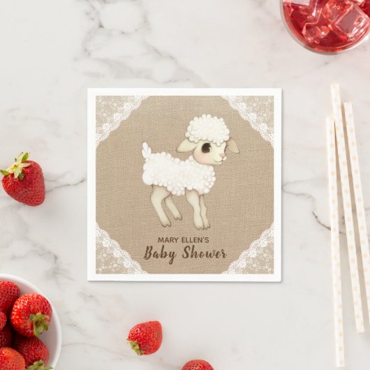Rustic Burlap Little Lamb Babydusche Papier Napkin Serviette (Beispiel)