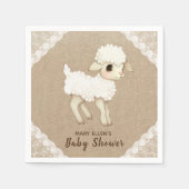 Rustic Burlap Little Lamb Babydusche Papier Napkin Serviette (Vorderseite)