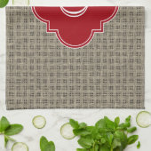 Rustic Burlap Look Cranberry Quatrefolienmonogramm Handtuch (Gefaltet)