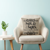Rustic Burlap Look Mr. und Mrs. Wedding Kissen (Stuhl )