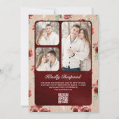 Rustic Burlap Marsala Floral Foto QR Code Hochzeit Einladung (Rückseite)