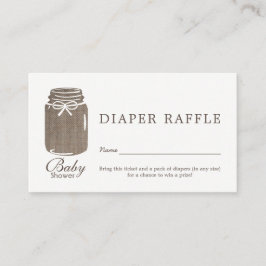 Rustic Burlap Mason Jar Baby Diaper Raffle Ticket Begleitkarte