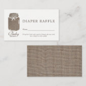 Rustic Burlap Mason Jar Baby Diaper Raffle Ticket Begleitkarte (Vorne/Hinten)