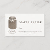 Rustic Burlap Mason Jar Baby Diaper Raffle Ticket Begleitkarte (Vorderseite)