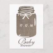 Rustic Burlap Mason Jar Baby Shower Einladung (Vorderseite)