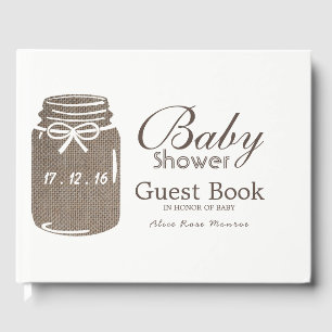 Rustic Burlap Mason Jar Baby Shower Gästebuch