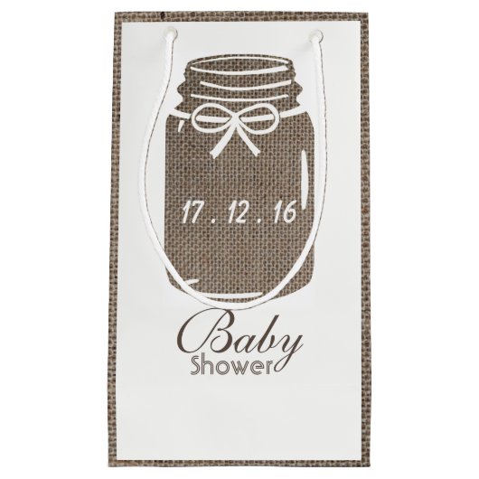 Rustic Burlap Mason Jar Baby Shower Kleine Geschenktüte (Vorderseite)