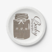 Rustic Burlap Mason Jar Baby Shower Pappteller (Vorderseite)