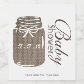 Rustic Burlap Mason Jar Baby Shower Weinetikett (Einzelnes Label)