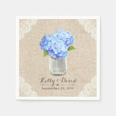 Rustic Burlap Mason Jar Blue Hydrangea Wedding Serviette (Vorderseite)