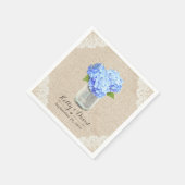 Rustic Burlap Mason Jar Blue Hydrangea Wedding Serviette (Ecke)