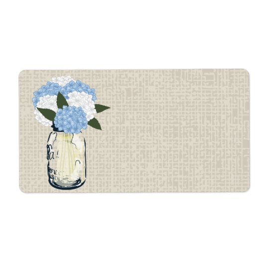 Rustic Burlap Mason Jar Blue Hydrangeas (Vorne)