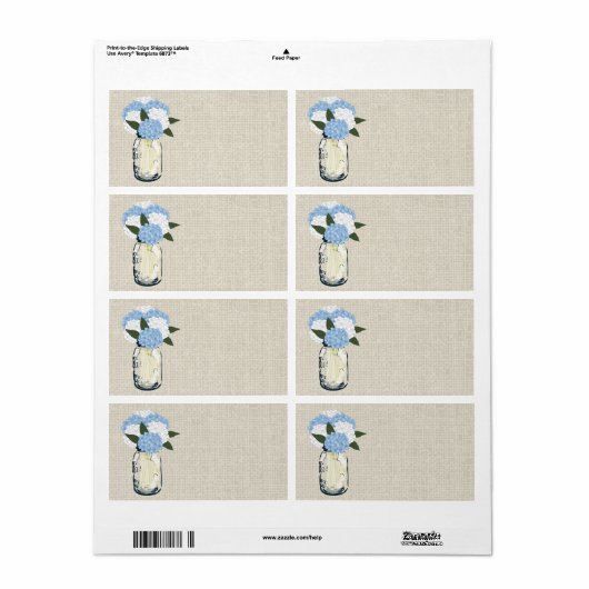 Rustic Burlap Mason Jar Blue Hydrangeas (Vorne)