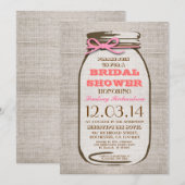 Rustic Burlap Mason Jar Brautparty Einladung (Vorne/Hinten)
