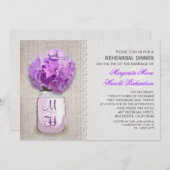 Rustic Burlap Mason Jar Lila Probe Dinner Einladung (Vorne/Hinten)