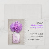 Rustic Burlap Mason Jar Pink Hydrangea UAWG RSVP Karte (Vorne/Hinten)