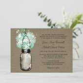 Rustic Burlap Mason Jar und Wildblumen Hochzeit Einladung (Stehend Vorderseite)