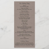 Rustic Burlap Mason Jar und Wildblumen Programm (Rückseite)