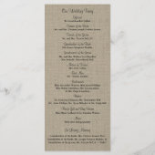 Rustic Burlap Mason Jar und Wildblumen Programm (Rückseite)