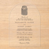 Rustic Burlap Mason Jar Wedding Acryleinladungen (Vorderseite)