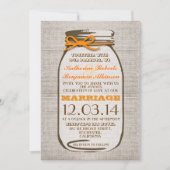 Rustic Burlap Mason Jar Wedding Einladung (Vorderseite)