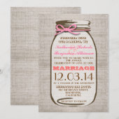 Rustic Burlap Mason Jar Wedding Einladung (Vorne/Hinten)