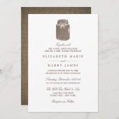 Rustic Burlap Mason Jar Wedding Einladung (Vorne/Hinten)